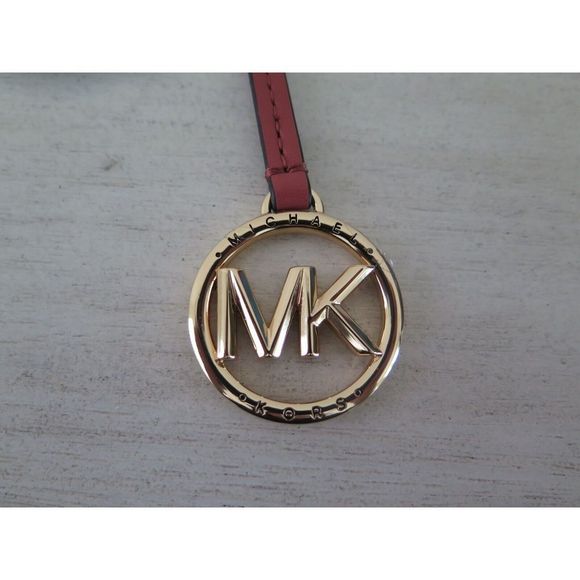 Michael Kors Salmon Pink Saffiano Leather "MK" Logo Hang Tag Key Purse Fob - Picture 3 of 5